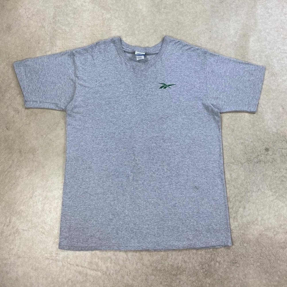 Vintage 90s Reebok Shirt Size XL Gray Green Embroidered Logo Essential